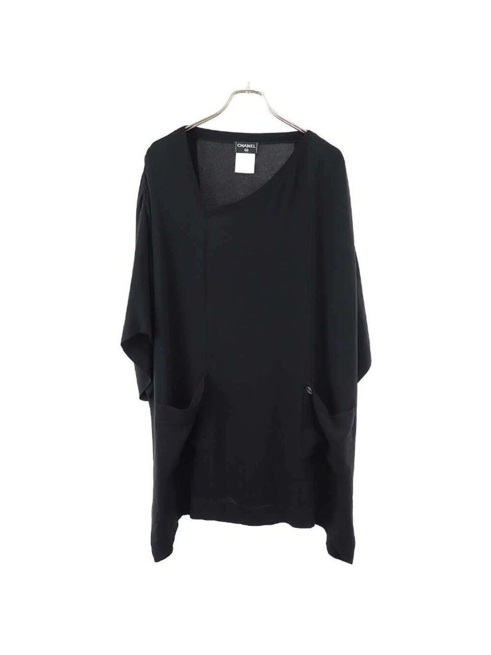 Chanel Pullover Silk Tunic Top Black 44 Sweater